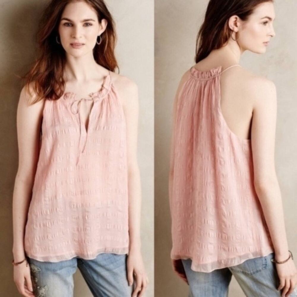 Anthropologie HD in Paris Silk Shadow Pink Pane Tank Size 2 or Small